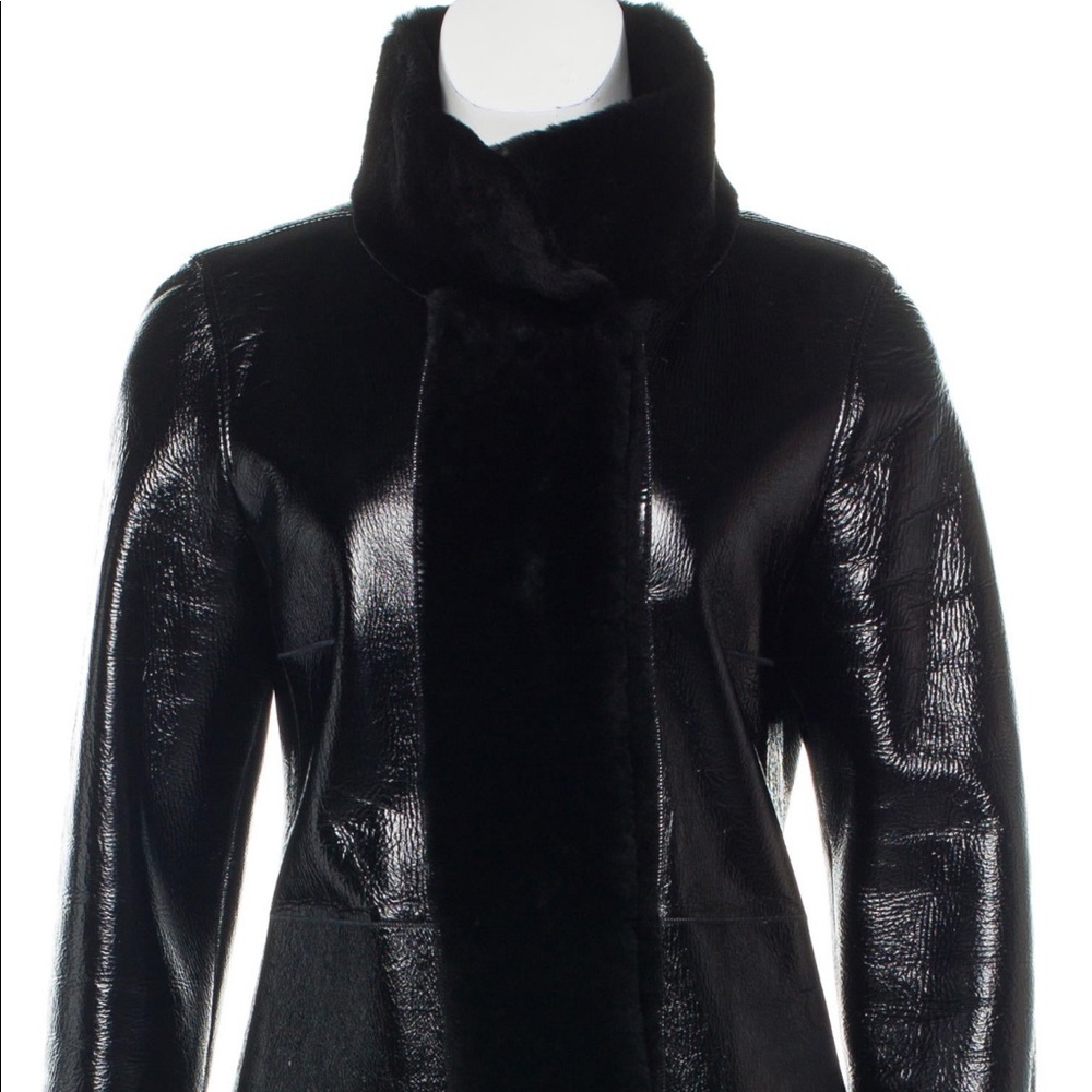 Black Tory Burch leather button up jacket